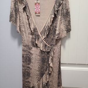 Snake print wrap dress